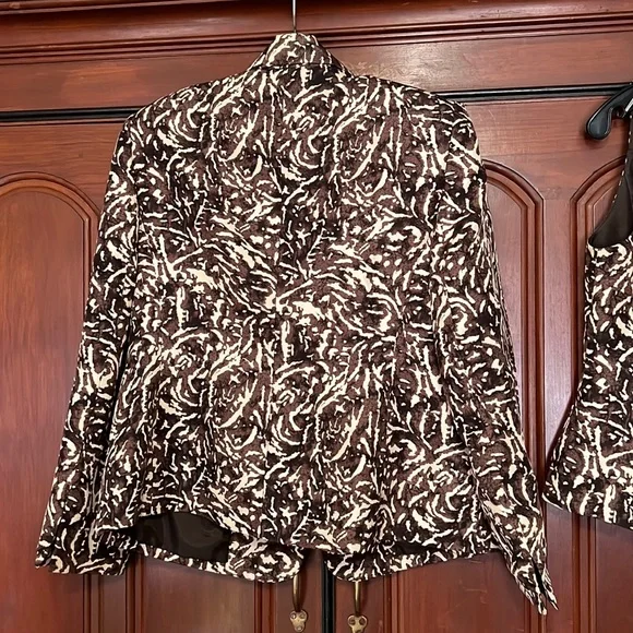 Kasper Vintage 2 Piece Set Blazer And Tank Top Brown & Cream Set 10P - Picture 4 of 14
